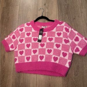 New Fashion Nova Fuzzy Heart Crop Top